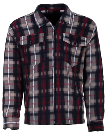 Henry Terre Holzfällerjacke Herren Hemdjacke Arbeitsjacke Hemd Flanell Jacke Thermojacke Kariert Gefüttert, Farbe:beige, Größe:L