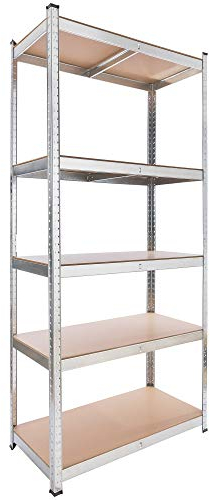 Arebos Schwerlastregal 200x90x45 cm | 1000 kg Tragkraft | 5 MDF-Platten | Einfache Montage durch Stecksystem und ohne Schrauben Regal Lagerregal Kellerregal Steckregal Werkstattregal | verzinkt