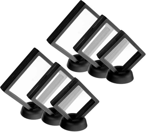sourcing map 3 Sizes 3D Floating Display Case, Floating Frame Display Holder Stands, Transparent PE Jewelry Storage Box, Black