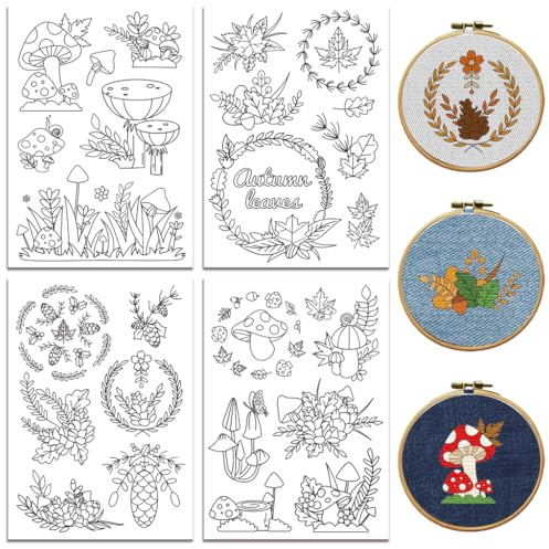 Peacoblue Stickvorlagen Wasserlöslich für Anfänger 4 Sheet Alphabetischer Blumenkranz with 33pcs Muster, Wash Away Stick and Stitch Auflösbares Stickereipapier für Handnähbegeisterte Frauen Erwachsene | 4 Blatt Stickvorlagen mit 33 Stück, Aufbügelbare Stickhilfe zum Abwaschen für Handstickerei Anfänger und Kreative