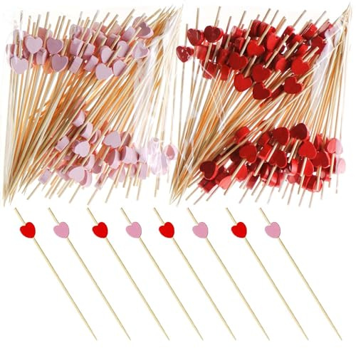 Lot de 200 brochettes à cocktail, pour emballage de bonbons, desserts de fête, brochettes d'amour, brochettes à cocktail d'amour