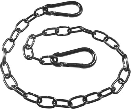 Gate Chain Lock for Outdoor Fence, 20in Stainless Steel Link Chain Lock with Both-Ended Carabiners, Chain Link Gate Latches for Pet Cages, Outdoor Fences, Horse Goat Cow Corral Supplies (Black)