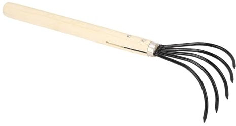 Cultivateur, Râteau de Jardin avec 5 Dents en Acier au Carbone, Culture de Jardin Efficace, Manipulation Précise, Manche Ergonomique en Bois, Construction Sécurisée, pour