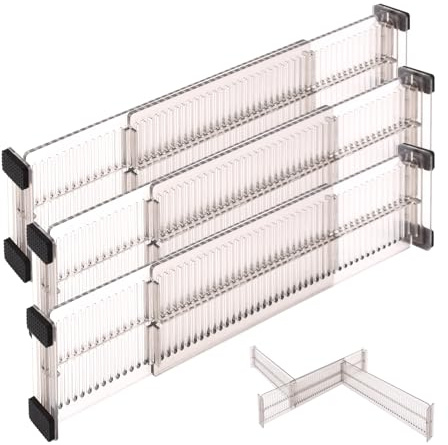Ssiyiya 3 Pack Drawer Dividers, 10-20 Adjustable Drawer Organiser Dividers, Extendable Plastic Drawer Separators Closet Organiser for Kitchen Bedroom Office Desk Drawer, 3.15 High(COLOUR:Brown)