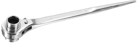 sourcing map 19 x 21mm Hexagon Scaffold Podger Ratchet Spanner Ratcheting Socket Wrench Tool (Silver Tone)