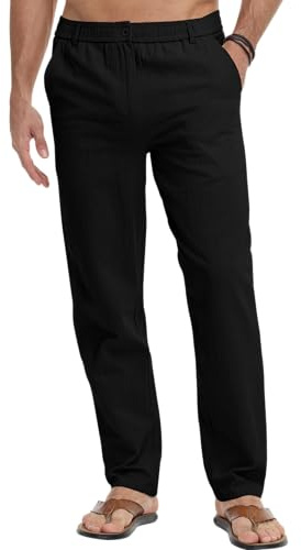 LVCBL Pantalones de verano ligeros para hombre, largos, para tiempo libre, playa, hombre