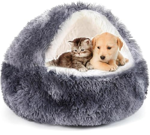 SHJOEE Flauschig Hundebett Muschelform 70cm Katzenbett Warm Tierbett Haustierbett Waschbar Hundesofa Katzensofa Plüsch Hundekorb Katzenkorb Weiche Kuschelbett für Den Schlaf im Innenbereich