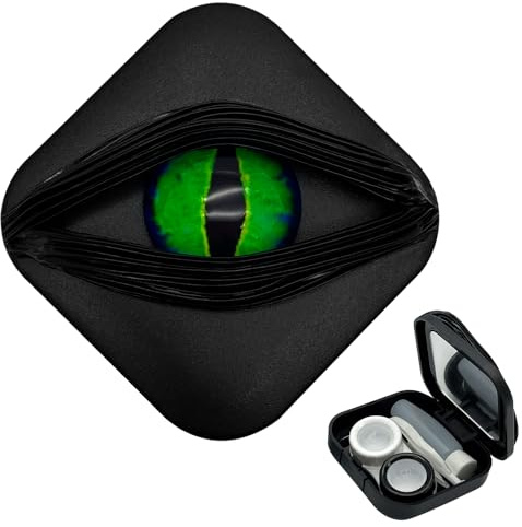 LADYPONYCSC Contact Lens Cases (Case Only, No Contacts) Spooky & Stylish Halloween Style Contact Lens Storage Holder Leakproof Daily Contact Case Halloween Dragon Eye Contact Lens Case Set Green