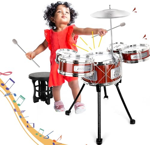 Tambor Infantil, Set de 5 Batería Musical Juguetes para Niños 3 4 5 6 Años, Bateria Infantiles Bebe Instrumentos Educativo Preescolares, Navidad Acción de Gracias Cumpleaños Halloween Regalo