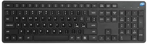SIMPLETEK - Tastiera wireless low‑profile, adesivi QWERTY lingua italiana pre‑applicati, nano‑ricevitore USB‑A, batteria AAA inclusa – nero