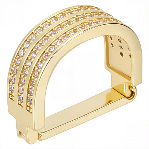 CABODYALS Mens Classic Square Cubic Zirconia Neck Tie Rings Gold Tone Solid Necktie Clasp Rhinestone Crystal Bling Shiny Tie Tacks Ring Holder Accessories for Men Wedding Business Jewellery Party Gift