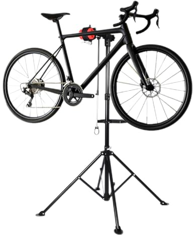 Mqwdxzfes Fahrradreparaturständer, Klappbar Verstellbarer Fahrrad Montageständer mit Magnet Werkzeugablage, Reparatur Fahrradständer für Zuhause Garage Werkstatt, 50kg Kapazität, 360° Drehung