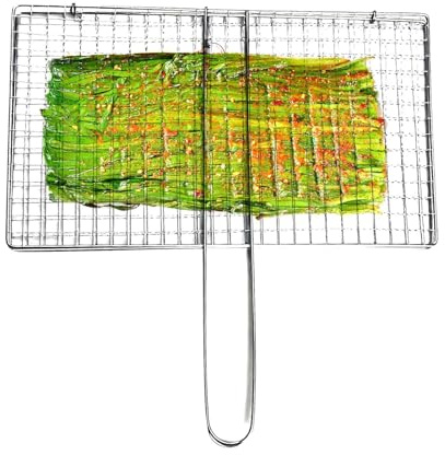 kinrguiyuez Fischgrillkorb | Edelstahl Gemüse Grillnetz | BBQ Kochen Grillkorb für Küche Outdoor Steak Huhn Fisch Camping Angeln