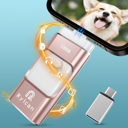USB Stick für Phone Ryican 512GB Speicherstick für iOS Passwortgeschützte Dateien 4 in 1 USB 3.0 Photostick Pendrive USB C für OTG Android/Laptop/PC/Pad,Daten Kopierten Mit Einem klick(512G,Rosa)