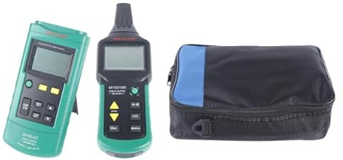 MY6818 - Rilevatore di cavi AC/DC 12 – 400 V, 0 – 2 m, profondità 125 kHz, LCD, ricevitore borsa, tracolla, disattivazione dei guasti per tubi elettrici