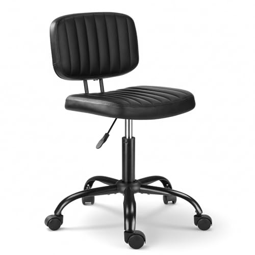 TactFire Rollhocker mit Rückenlehne Arbeitshocker Drehhocker 360° | Ergonomischer drehbar Höhenverstellbarer 48-58cm für Büro Salon Schwarz