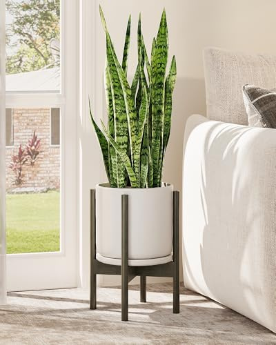 Bamworld Porta Piante Regolabile da Interno, Porta Piante in Bambù Adatto per Vasi da 20 a 30 cm, Piccola Fioriera da Angolo per Piante da Interno, Adatto per Soggiorno Balcone, Marrone Tè