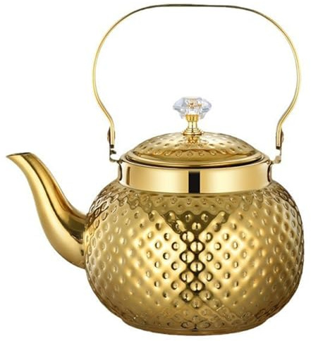 Stainless Steel Teapot with Removable Infuser - Thickened Food Grade Stovetop Maker for Herbal Tea, Induction Compatible(Gold,1.2L)