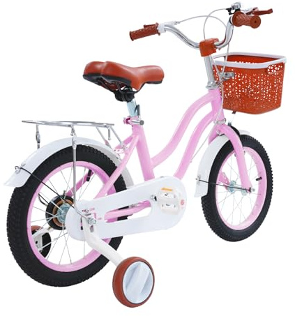 GIDRLL Barncykel 35 cm höjd justerbar Freestyle BMX-cykel barn för pojkar och flickor från 3–6 år med stödhjul, baksäte och korg