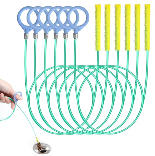 6 stycken avloppsrensare spiral, 90 cm flexibel rörrengöringsspiral, okrossbara stålavloppsrensarpinnar, återanvändbara avloppsrensare, borste för badkar, avloppskanaler, tvättställ