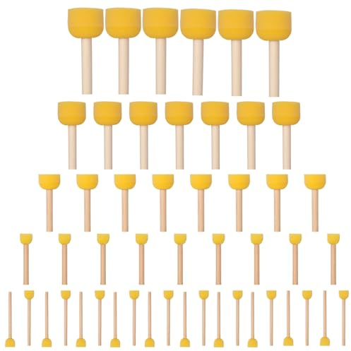 Set di 50 Pennelli a Tampone in Spugna, Pennelli in Schiuma, Pennelli Rotondi per Dipingere, Set Pennelli Spugna per Progetti Fai-da-te, Ceramica e Artigianato - 5 Misure