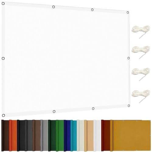 Vela Ombreggiante Rettangolare 6 x 6 m Impermeabile Protezione UV Rettangolare Vela Ombreggiante Parasole con Occhielli per Esterno Giardino Terrazza, Bianco