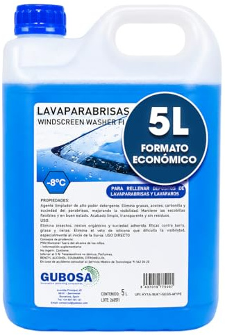 Lavaparabrisas para Coche o Liquido Limpiaparabrisas -8 Grados Anticongelante Limpiador Auto Cristal Garrafa Limpieza Cristales de Vehiculo Detergente Parabrisas Sin Residuos Alta Potencia 5 Litros