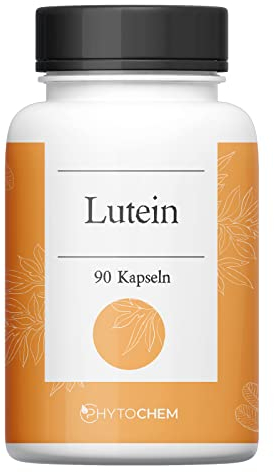 Phytochem Lutein 90 Kapseln, hochdosiert mit 50 mg natürlichen Carotinoiden pro Tagesdosis, vegan und ohne Zusatzstoffe, 45 Tage Vorrat.