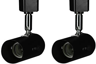KING SHA 2 Pack Universal Line Voltage Track Lighting Heads Compatible H Type 3-Wire Single Circuit Track Systems,E26 Base,Black,ETL Listed