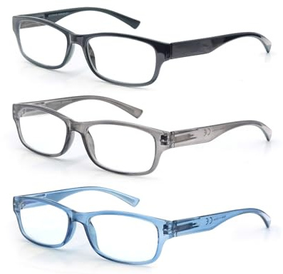 MODFANS 3 Pack Lesebrille Herren/Damen,Gute Brillen,Hochwertig,Rechteckig,Komfortabel,Super Lesehilfe,fur Manner und Frauen