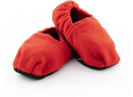InnovaGoods - Mikrowellen-Heizbare Hausschuhe, Fußwärmer mit Tonperlen, Komfort & Entspannung für Zuhause, Waschbar, Einheitsgröße, Rot, Polyester