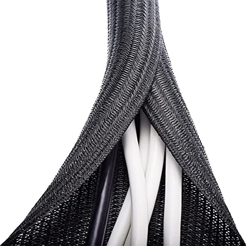 ZhiYo 20ft - 1 inch Cable Sleeve, Cord Wrap Wire Protector Tubing for Pets | White Wire Protector Cable Wrap Cover, Cord Management for Home Office, Desk PC TV Computer, Wire Protector Cable Wrap Cover