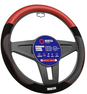 Sparco Lenkradbezug S122 Rot und Schwarz in Wildleder + PVC
