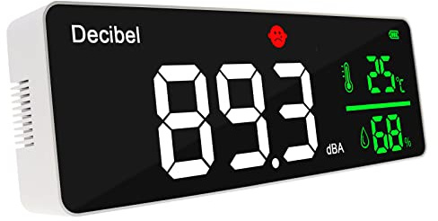 Smart Decibel Meter Large Colored LED Screen Display Sound Level Tester 30dB to 130dB Range Temperature Humidity Measurement