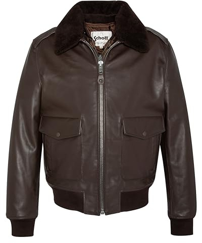 Schott NYC Giacca in pelle da uomo, marrone, L