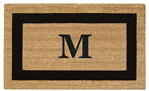 Nedia Home Natural Coco Coir Superscraper 20 x 36 Monogrammed M Entrance Door Mats | Heavy Duty Rectangular Welcome Mats for Patio | Anti-Slip Dirt Trapper | Doormat for Indoor or Outdoor Use