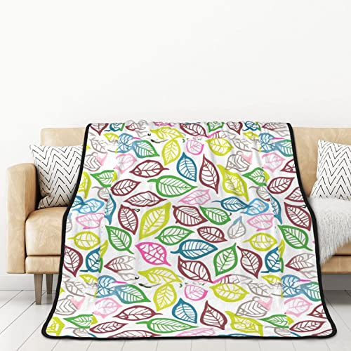 TORONG Leaf Lines Doppelseitige Flanelldecke für Autobetten und Nickerchen für Erwachsene, eine warme und gemütliche Decke (152,4 x 203,2 cm)