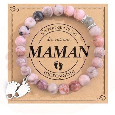 CheersLife Cadeau Femme Bracelet Pierres Naturelles Original Cadeau Fille | Cadeaux Femme Cadeau Anniversaire Femme Bracelet Cadeau Fete des Meres Cadeau pour Mamie Future Maman Sœur Amie Ado Fille