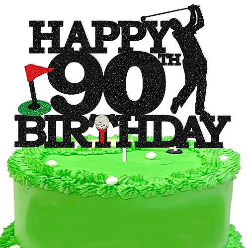 Golf Cake Toppers,90th Happy Birthday Cake Toppers,Golf 90th Happy Birthday Cake Decorations for Golf and 90th Themed Birthday Party (90)