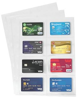 PCCB MINGT 10 fogli interni standard a 9 fori su un lato per album, francobolli, banconote, collezione, pagine interne per raccoglitori di monete e forniture (Trasparente, 8 Tasche)