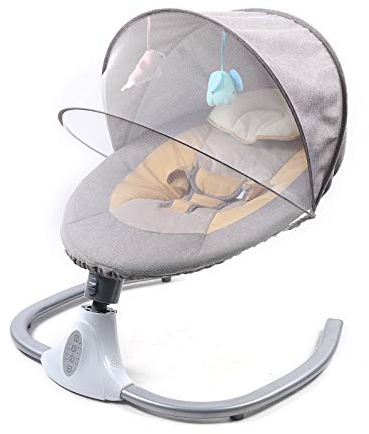 Estabeter Altalena elettrica per bambini con 4 velocità di movimento uniche a forma di U, 72 x 68 x 53 cm, altalena Bluetooth, adatto per bambini da 2 a 12 kg, 0-10 mesi