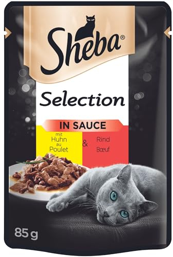 Sheba Selection Katzen Nassfutter im Portionsbeutel mit Huhn und Rind in Sauce 28x85g