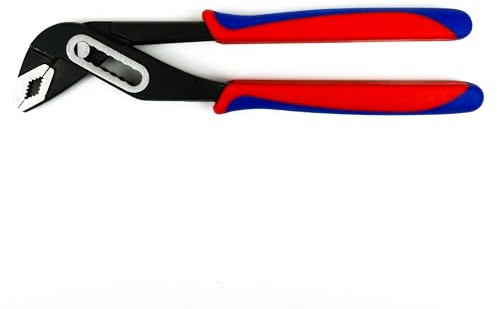 INGDAUM® Pince multiprise anglaise 250 mm avec poignées bicomposantes Rouge/blanc pour réparation, montage, vis et pliage