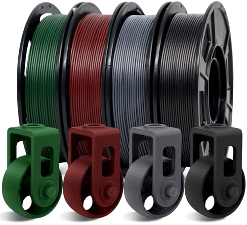 EONO 4 x 250 g Packung, Kohlefaser PLA Filament 1,75 mm (± 0,03 mm) für FDM 3D Drucker, Grau, Schwarz, Armee Grün, Wein Rot