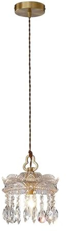 LUOYAOB Modern Pendelleuchte Moderner Kronleuchter mit Ripple-Schirm Kristall Blendung Glas Pendelleuchte Seil verstellbare hängende Beleuchtung for Schlafzimmer Eingangsbereich Balkon Garderobe