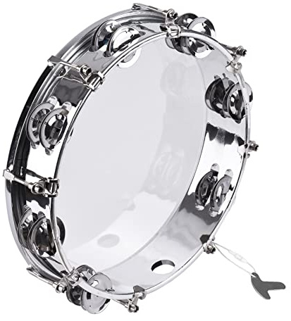 Tamburin-Handglocken-Handtrommel mit zweireihigen Schellen, Percussion-Instrument, 25,4 cm
