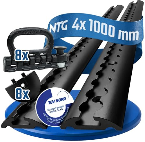 NTG Blackline - Set di guide aeree in alluminio, forate e anodizzate nere, forma semicircolare, 1 metro, guida aerea semicircolare per il fissaggio del carico per camion e camper