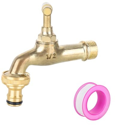 XCDMJ Schlauchhahn Aus Massivem Messing,1/2 Zollgarten Wasserhahn Rost-Und Frostsicher Außenhahn-Set Mit Wasserhahn Mit 1x Rollendichtband,Für Garten
