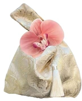 Borsa Da Polso Con Nodo Borsa da polso con nodo Borsa da pranzo con pendente a fiori Borsa for cosmetici Borsa con nappa Borsa for piccoli oggetti Accessori cheongsam Borsa Da Polso Da Donna(Champagne