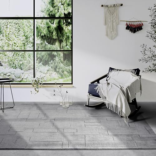 Villeroy & Boch Wollteppich Wilhelmine - Natur Wohnzimmerteppich - Handgewebt & Umweltfreundlich - Boho Teppich Wolle für Wohnzimmer, Schlafzimmer, Esszimmer, Flur, Küche – Grau, 120x170 cm